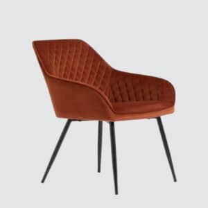 Aurelia Diamond-Stitched Velvet Armchair - in Rust Brown Color - Image 3