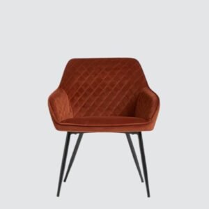 Aurelia Diamond-Stitched Velvet Armchair - in Rust Brown Color - Image 4