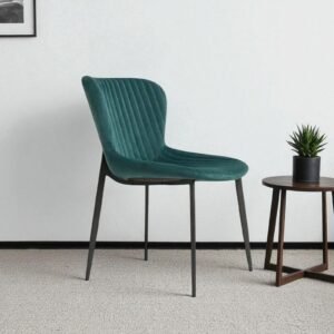 Celeste Channel-Tufted Velvet Dining Chair - in Emerald Green Color - Image 1