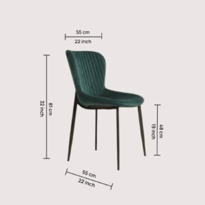 Celeste Channel-Tufted Velvet Dining Chair - in Emerald Green Color - Image 2