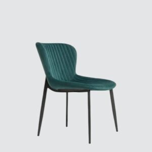 Celeste Channel-Tufted Velvet Dining Chair - in Emerald Green Color - Image 3