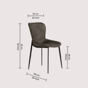 Celeste Channel-Tufted Leather Dining Chair - in Dark Grey Color - Image 2