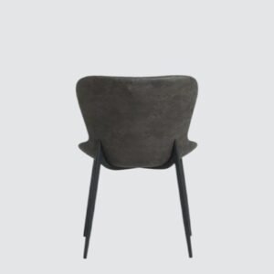 Celeste Channel-Tufted Leather Dining Chair - in Dark Grey Color - Image 6