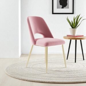 Elegance Reimagined - Aurora Luxe Velvet Dining Chair in Blush Rose with Gold Accents - Image 1