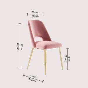 Elegance Reimagined - Aurora Luxe Velvet Dining Chair in Blush Rose with Gold Accents - Image 2