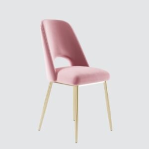 Elegance Reimagined - Aurora Luxe Velvet Dining Chair in Blush Rose with Gold Accents - Image 3