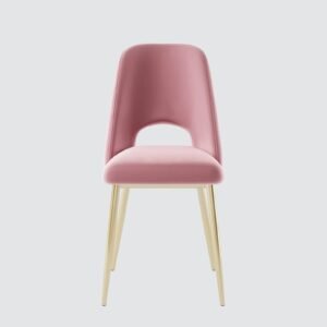 Elegance Reimagined - Aurora Luxe Velvet Dining Chair in Blush Rose with Gold Accents - Image 4