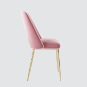 Elegance Reimagined - Aurora Luxe Velvet Dining Chair in Blush Rose with Gold Accents - Image 5