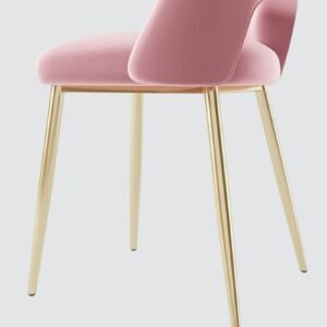 Elegance Reimagined - Aurora Luxe Velvet Dining Chair in Blush Rose with Gold Accents - Image 6