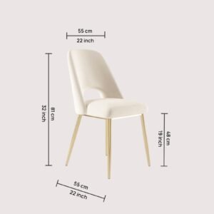 Elegance Reimagined - Aurora Luxe Velvet Dining Chair in White with Gold Accents - Image 2