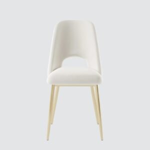 Elegance Reimagined - Aurora Luxe Velvet Dining Chair in White with Gold Accents - Image 4