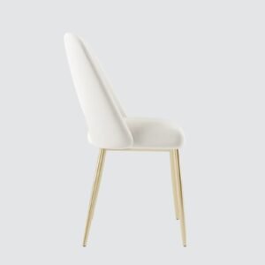 Elegance Reimagined - Aurora Luxe Velvet Dining Chair in White with Gold Accents - Image 5