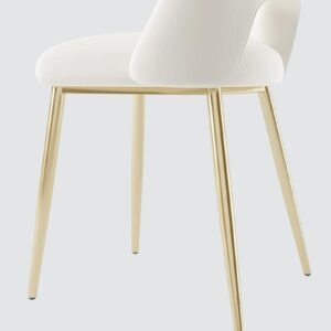 Elegance Reimagined - Aurora Luxe Velvet Dining Chair in White with Gold Accents - Image 6