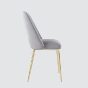 Elegance Reimagined - Aurora Luxe Velvet Dining Chair in Grey with Gold Accents - Image 5
