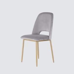 Elegance Reimagined - Aurora Luxe Velvet Dining Chair in Grey with Gold Accents - Image 6