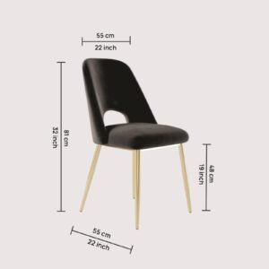 Elegance Reimagined - Aurora Luxe Velvet Dining Chair in Black with Gold Accents - Image 2