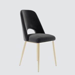 Elegance Reimagined - Aurora Luxe Velvet Dining Chair in Black with Gold Accents - Image 3