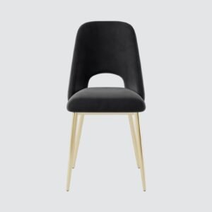 Elegance Reimagined - Aurora Luxe Velvet Dining Chair in Black with Gold Accents - Image 4