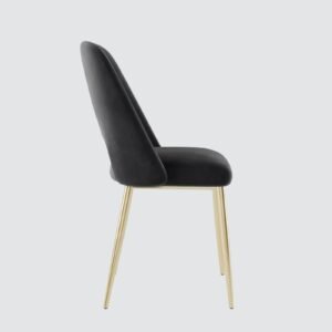 Elegance Reimagined - Aurora Luxe Velvet Dining Chair in Black with Gold Accents - Image 5
