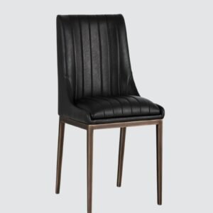 Aurelius Channel-Tufted Dining Chair in Black Color - Image 3