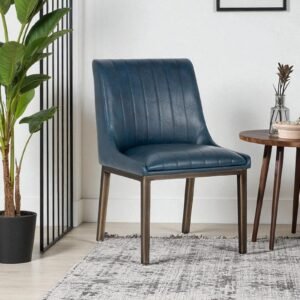 Aurelius Channel-Tufted Dining Chair in Blue Color - Image 1