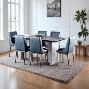 Aurelius Channel-Tufted Dining Chair in Blue Color - Image 6