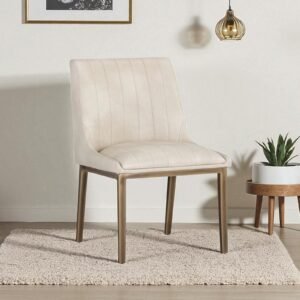 Aurelius Channel-Tufted Dining Chair in Cream Color - Image 1
