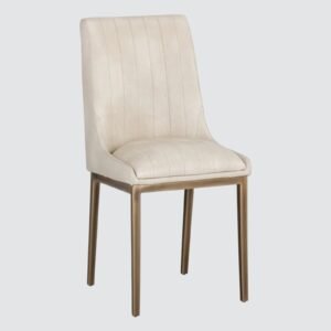Aurelius Channel-Tufted Dining Chair in Cream Color - Image 3