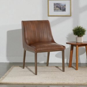 Aurelius Channel-Tufted Dining Chair in Brown Color - Image 1