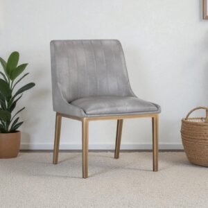 Aurelius Channel-Tufted Dining Chair in Grey Color - Image 1