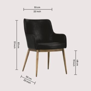 Aspen Studio Mid-Century Modern Leather Armchair in Black Color - Image 2