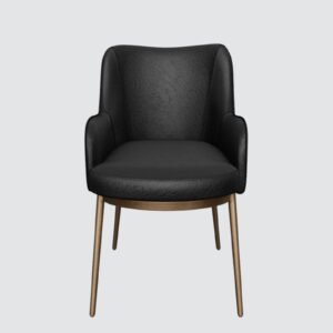 Aspen Studio Mid-Century Modern Leather Armchair in Black Color - Image 4