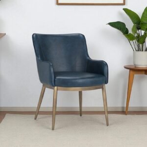 Aspen Studio Mid-Century Modern Leather Armchair in Blue Color - Image 1