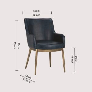 Aspen Studio Mid-Century Modern Leather Armchair in Blue Color - Image 2