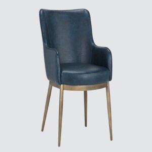 Aspen Studio Mid-Century Modern Leather Armchair in Blue Color - Image 3