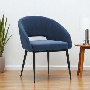 Den Comfort Luxe Curve-Back Dining Chair – in Teal Blue Upholstered Colour - Image 1