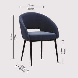 Den Comfort Luxe Curve-Back Dining Chair – in Teal Blue Upholstered Colour - Image 2