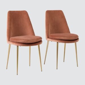 Finley Luxe Modern Low-Back Dining Chair with Gold Tapered Metal Legs – in Brown Colour - Image 3