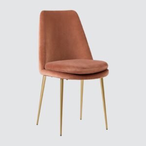 Finley Luxe Modern Low-Back Dining Chair with Gold Tapered Metal Legs – in Brown Colour - Image 4
