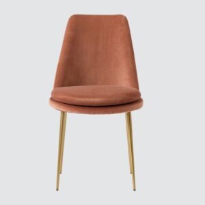 Finley Luxe Modern Low-Back Dining Chair with Gold Tapered Metal Legs – in Brown Colour - Image 6