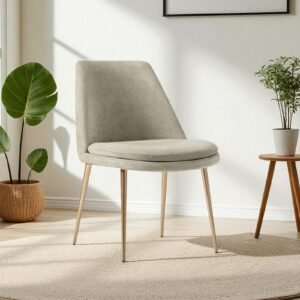 Finley Luxe Modern Low-Back Dining Chair with Gold Tapered Metal Legs – in Grey Colour - Image 1