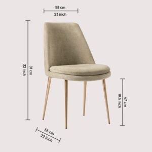 Finley Luxe Modern Low-Back Dining Chair with Gold Tapered Metal Legs – in Grey Colour - Image 2
