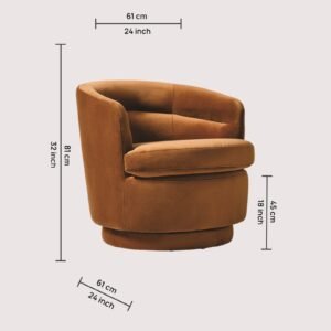Vivienne Luxe Swivel Barrel Sofa Chair in Brown Sienna Velvet in Brown Colour - Image 2