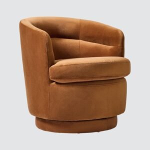 Vivienne Luxe Swivel Barrel Sofa Chair in Brown Sienna Velvet in Brown Colour - Image 3