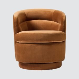 Vivienne Luxe Swivel Barrel Sofa Chair in Brown Sienna Velvet in Brown Colour - Image 4