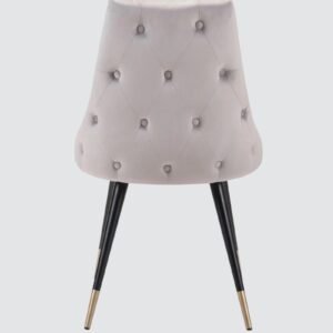 Modern Roma Velvet Upholstered Dining Chair with Curved Backrest and Gold-Tipped Legs – Light Grey Colour - Image 6
