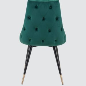 Modern Roma Velvet Upholstered Dining Chair with Curved Backrest and Gold-Tipped Legs – Green Colour - Image 6
