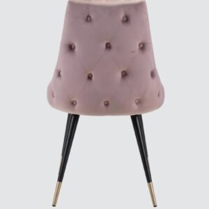 Modern Roma Velvet Upholstered Dining Chair with Curved Backrest and Gold-Tipped Legs – Soft Pink Colour - Image 6