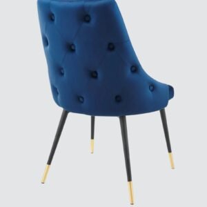 Modern Roma Velvet Upholstered Dining Chair with Curved Backrest and Gold-Tipped Legs – Royal Blue Colour - Image 1