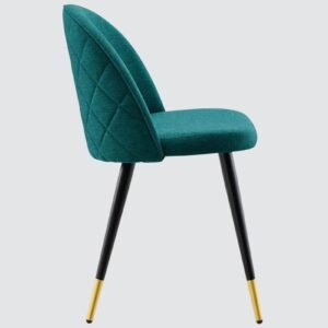 Modern Flora Velvet Upholstered Dining Chair with Rounded Backrest and Gold-Dipped Tapered Metal Legs – Green Colour - Image 5